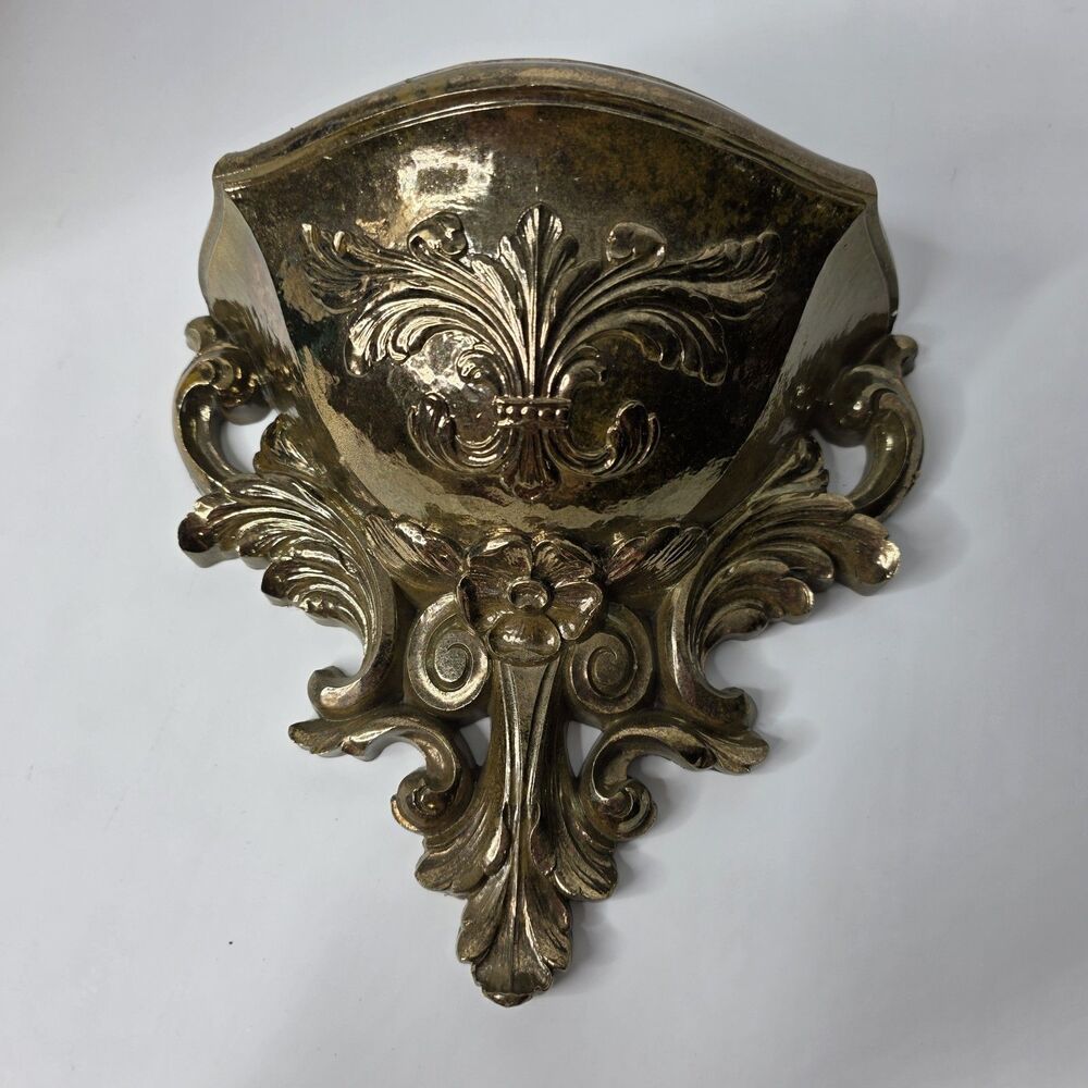 Homco Gold Wall Shelf or Pocket Vintage 1978 Sconce 6050 USA